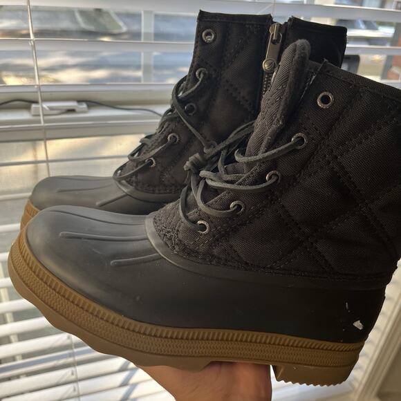 Sperry Saltwater Womens Size 9W Black Waterproof Quilted Duck Boots Shoes - Picture 1 of 16